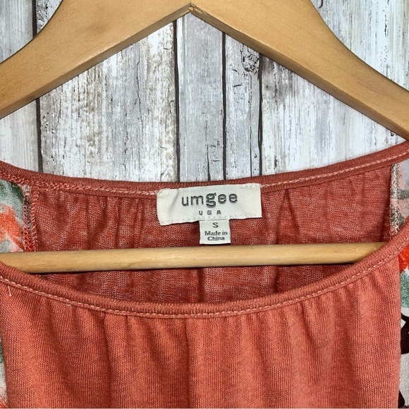 Umgee Orange Mixed Print Floral & Polka Dot Dolman Blouse - Picture 4 of 4